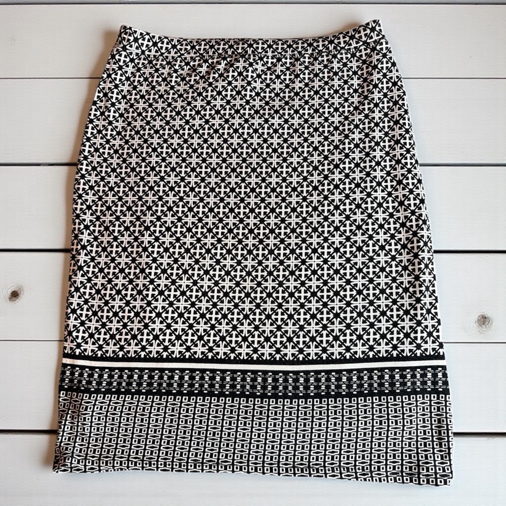 MAX STUDIO BLACK WHITE GEO PRINT PONTE PENCIL SKIRT XS